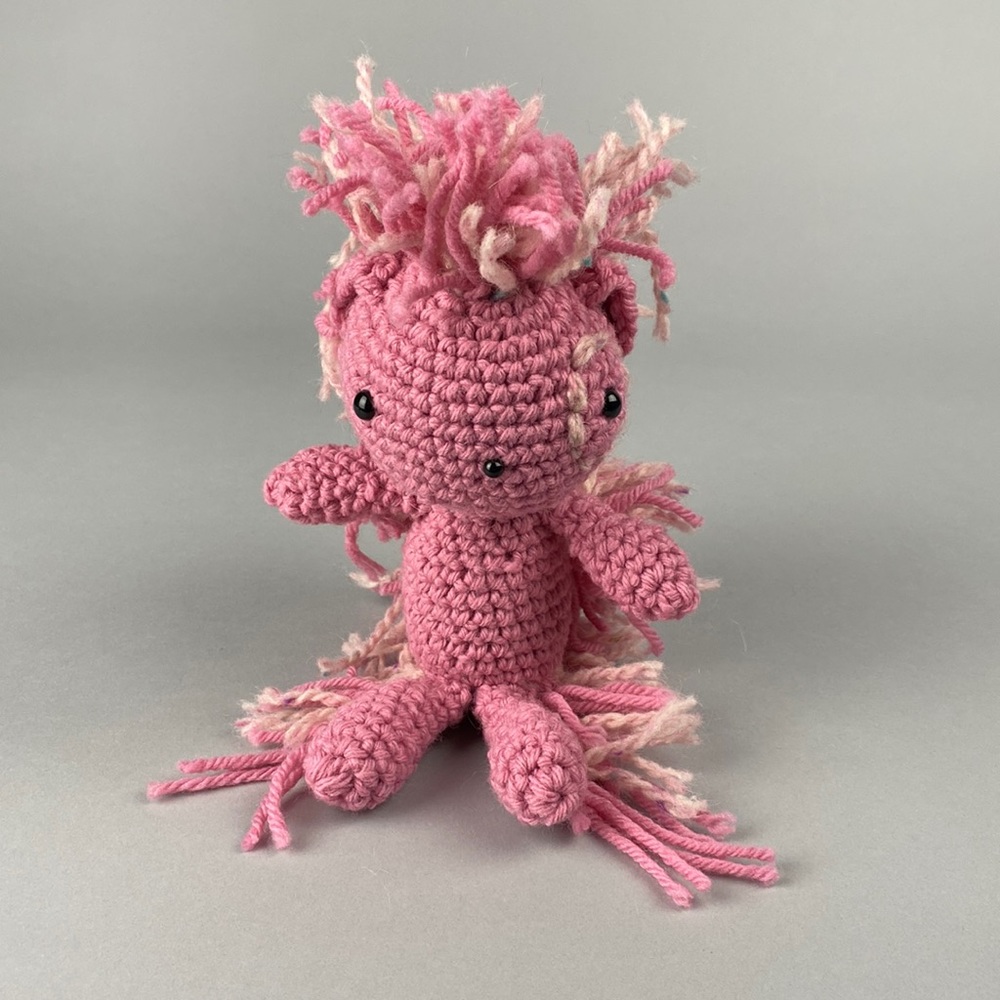 Crochet Amigurumi Hedgehog Plush Stuffed Toy Handmade Pink